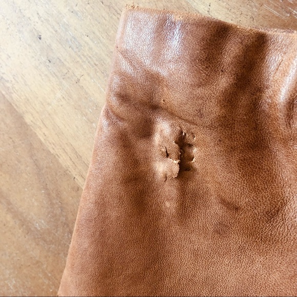 Vintage 70s Belted Leather Jacket Caramel Brown Leather Cognac Tailored Medium - Picture 16 of 16